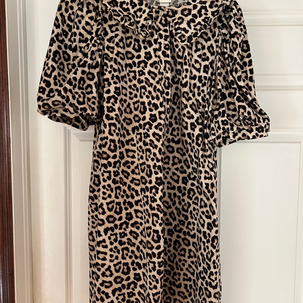 H&M Leopard-Print Midi Dress in Tan and Black